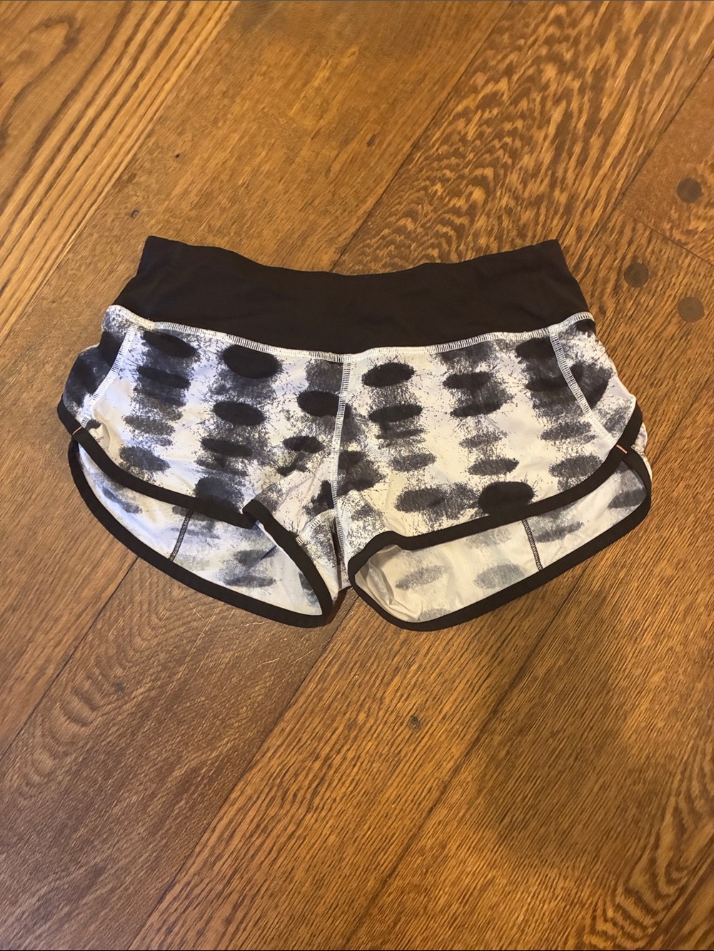 lululemon athletica Black & White Abstract Print Athletic Shorts